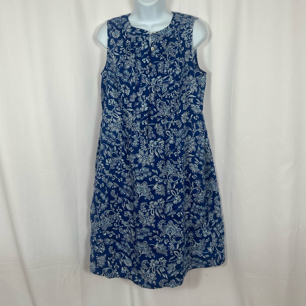 J.Jill Linen pleated sleeveless dress pockets XS